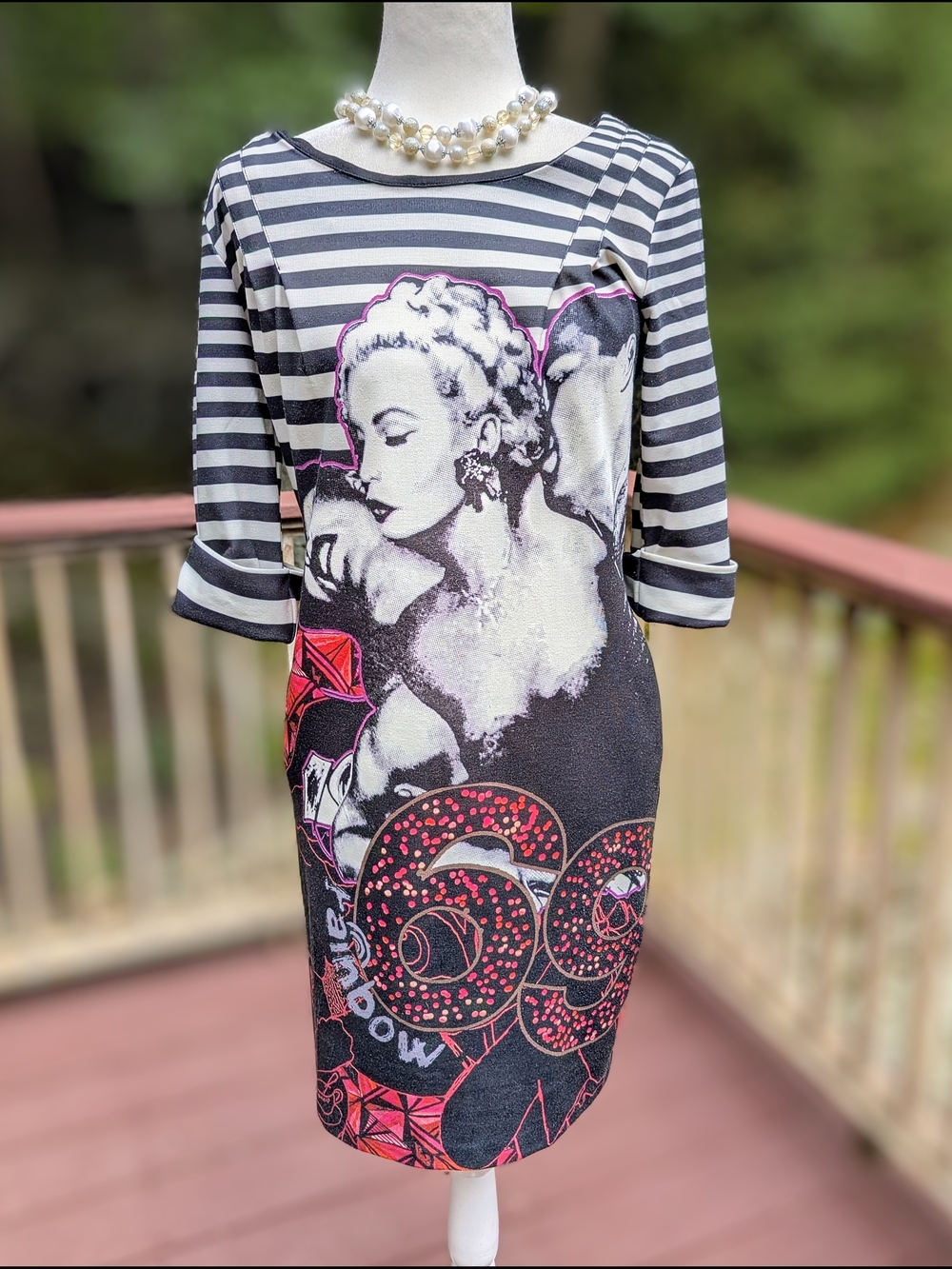 RARE🌈Desigual Limited Edition🌈 Rainbow🌈Graphic Striped Midi Dress🌈